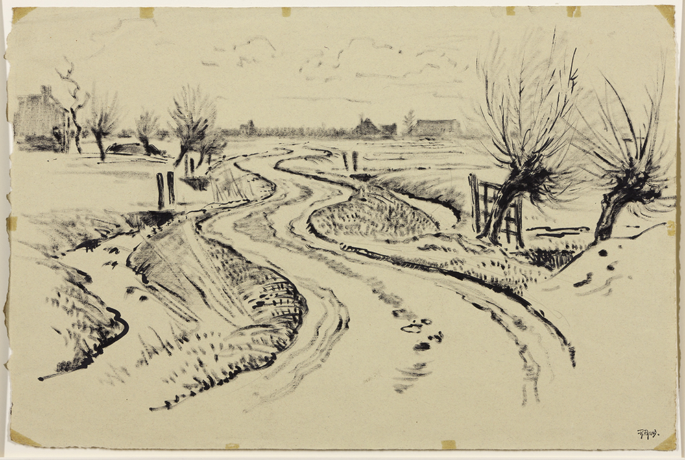 Landschap met kronkelend pad